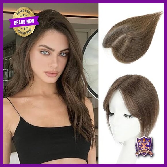 10 Inch Remy Human Hair Topper for Thinning Hair, Swiss Net, 180% Density